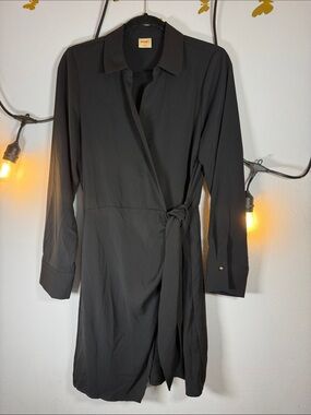 Women's Black Wrap Trench Coat with Tie - Unbranded